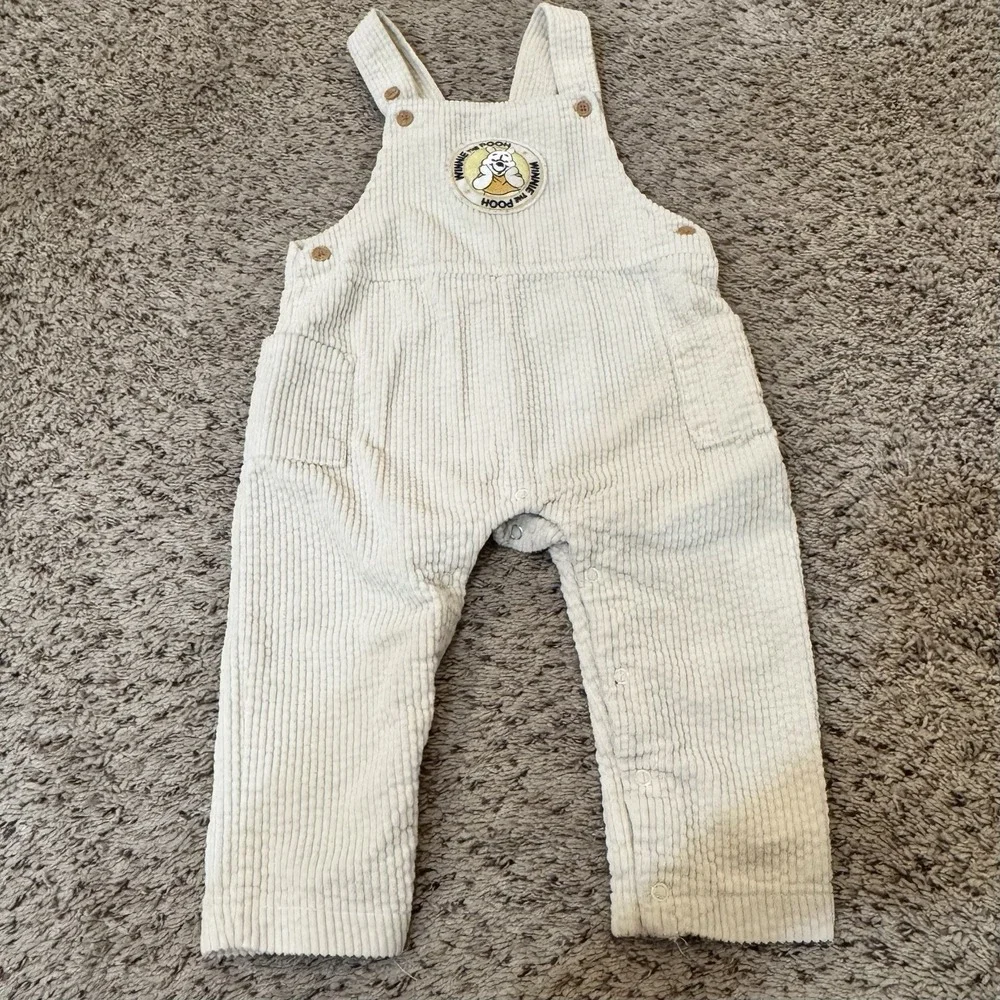 Disney Baby Winnie the Pooh Corduroy Overalls Cream 24M Toddler Dungarees